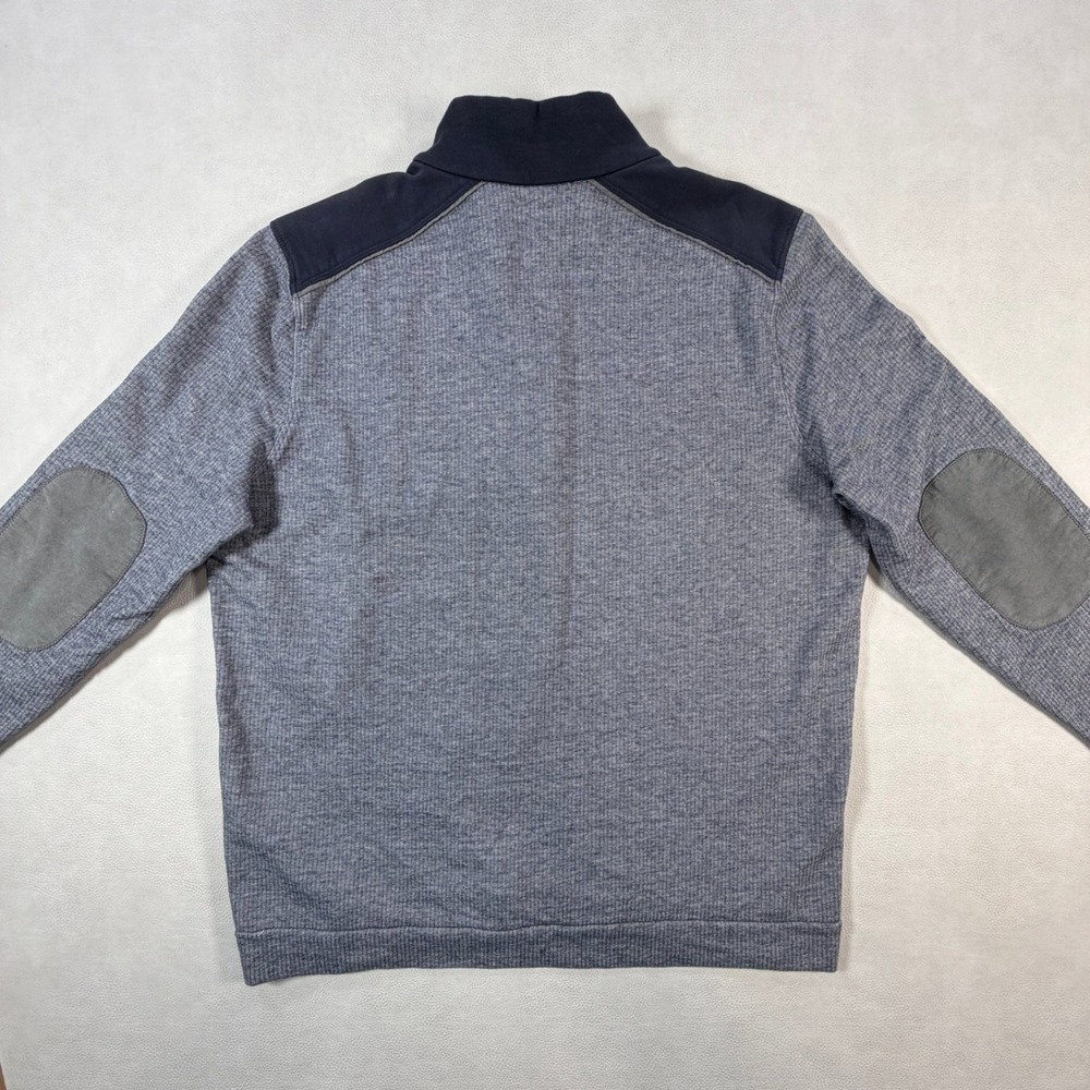 Hugo Boss Piceno 33 Mens XXL Blue Gray Quarter Zip Pullover Elbow Patches - Picture 12 of 15
